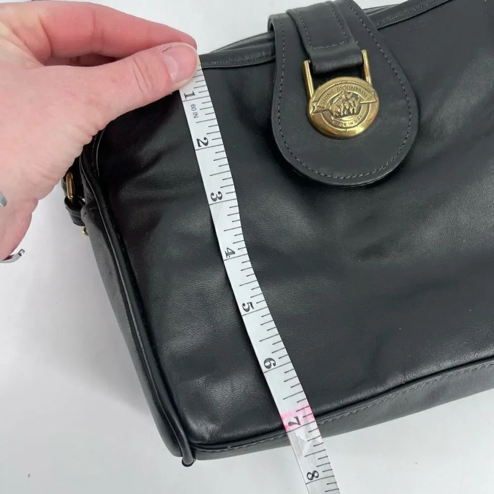 Stone Mountain‎ Women's Sling Bag Shoulder Leather Vintage brass Hardware Black